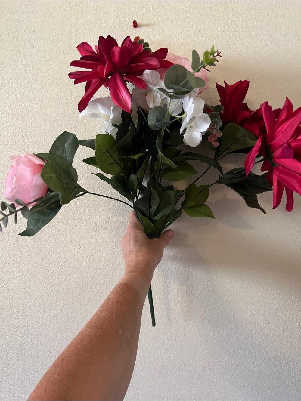 Mainstays Pink, White & Deep Pink Faux Floral Bouquet